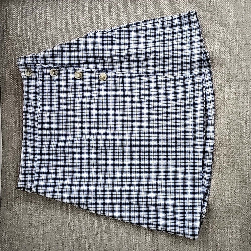 Blue Ultra High Rise Flat Front Plaid Skirt Preppy Blues Excellent Cond XS